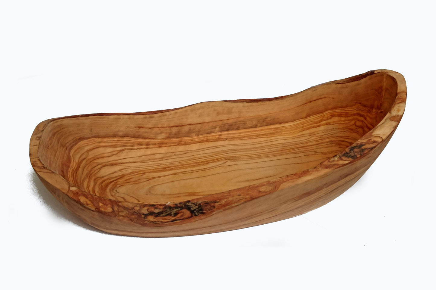 Olive Wood Handcrafted Flat Wooden Fruit Bowl Display Basket