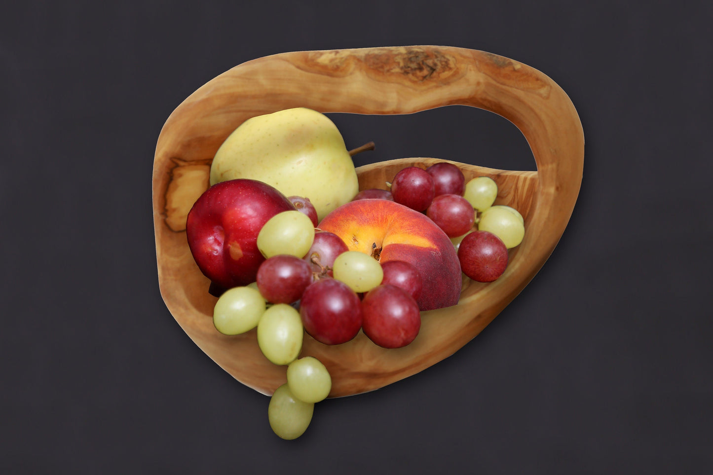 Olive Wood Wooden Decorative Fruit Basket/Bowl with Handle