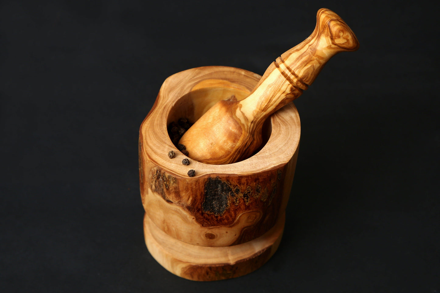 Olive Wood Rustic Mortar & Pestle with Support 10 cm, pestle and mortar, gift for parents, gift, christmas gift, wedding gift