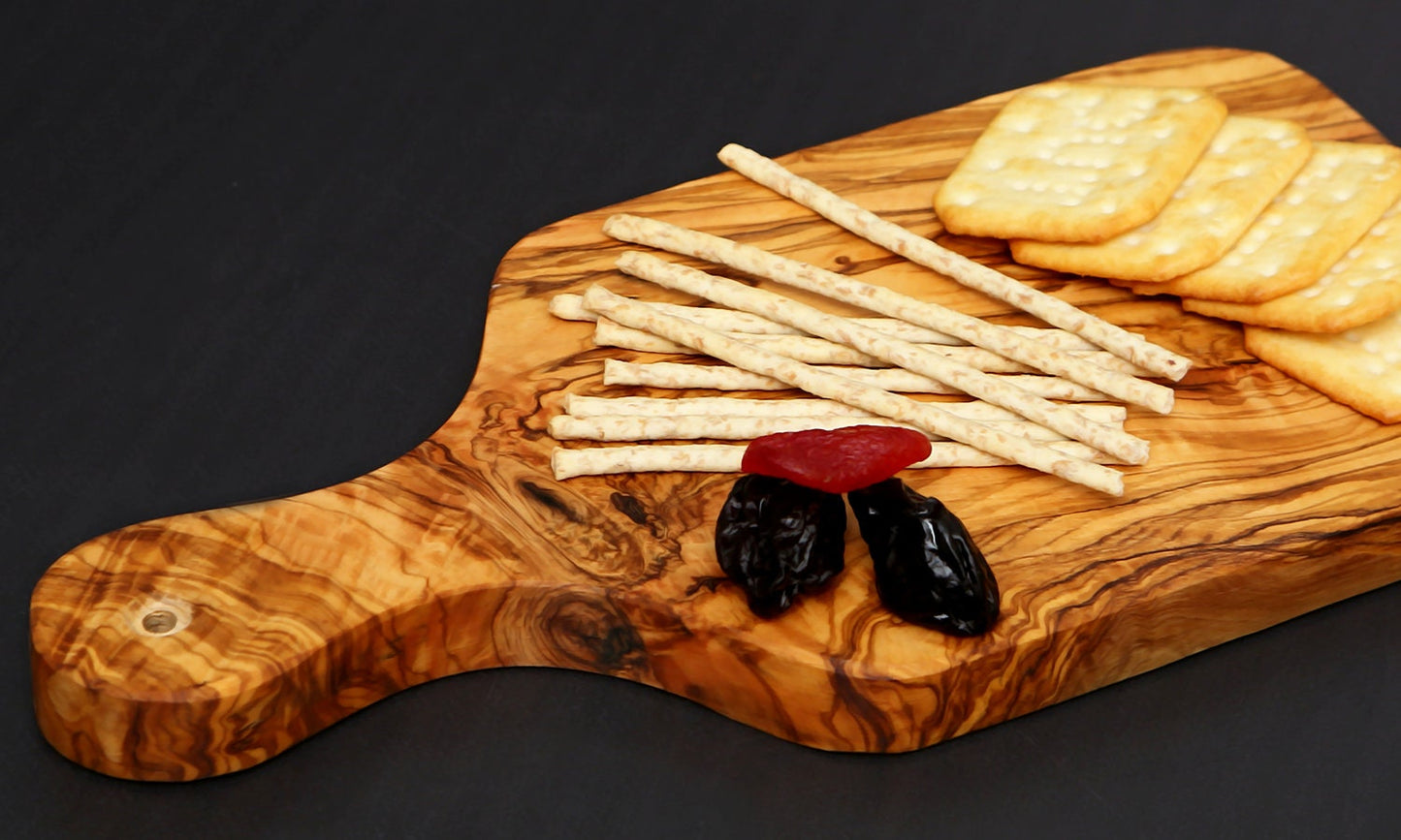 Olive Wood Wooden Charcuterie Serving Board W/ Handle | Various Sizes