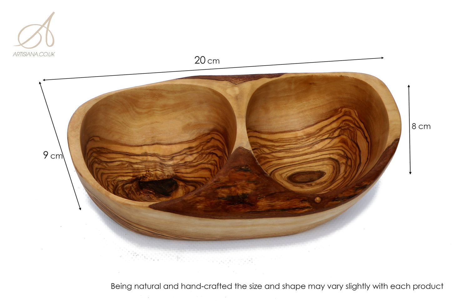 Olive Wood Antipasti Dish 2 sections, snacks dish, olives dish, appetisers dish, handmade, gift