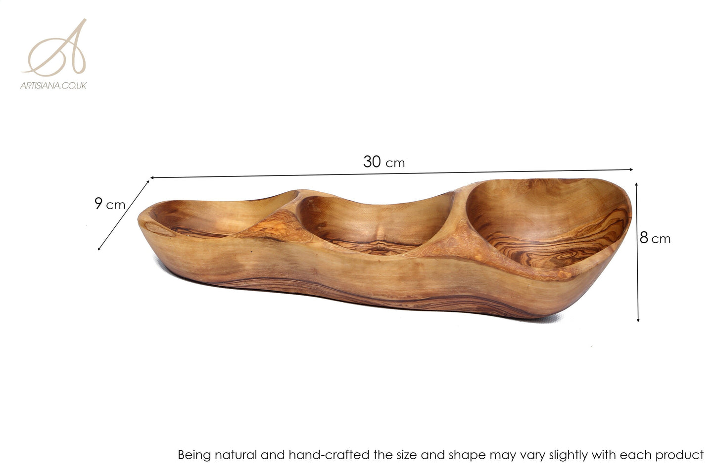 Olive Wood Antipasti Dish 3 sections, snacks dish, olives dish, appetisers dish, Sustainably Sourced, Eco-Friendly, handmade, gift