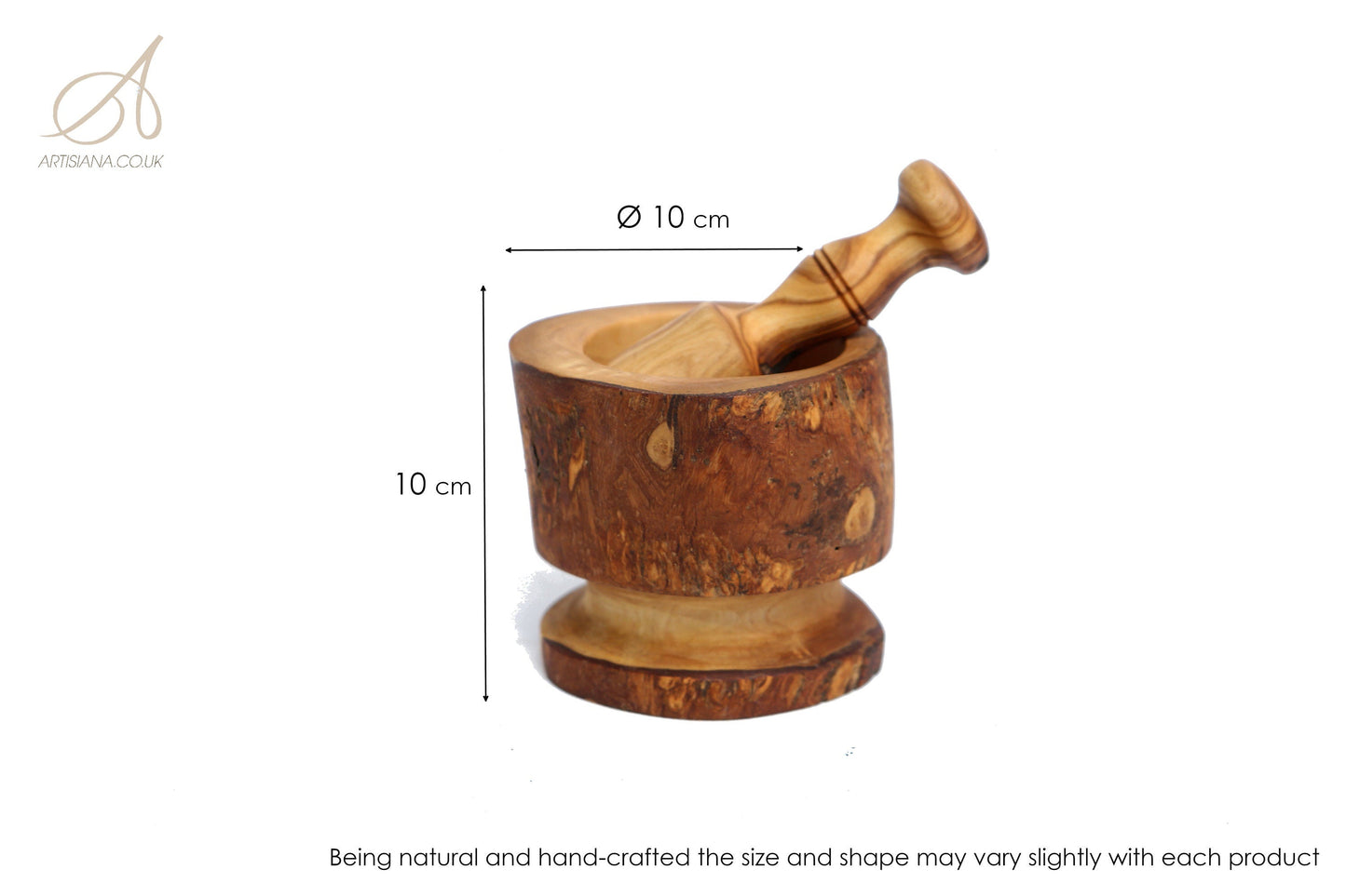Olive Wood Rustic Mortar & Pestle with Support 10 cm, pestle and mortar, gift for parents, gift, christmas gift, wedding gift