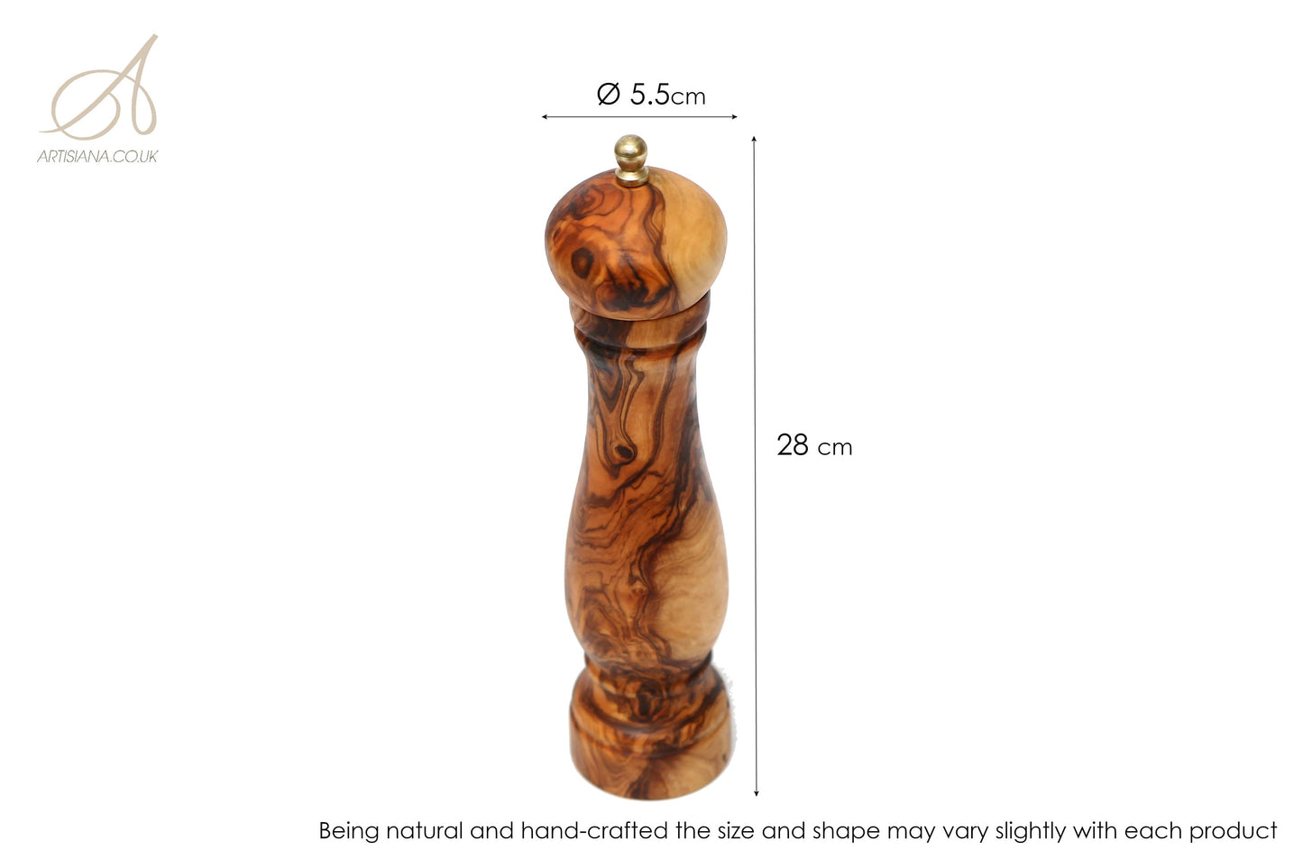 Olive Wood Salt/Pepper Mill | Wooden Spice/Herb/Coffee Grinder