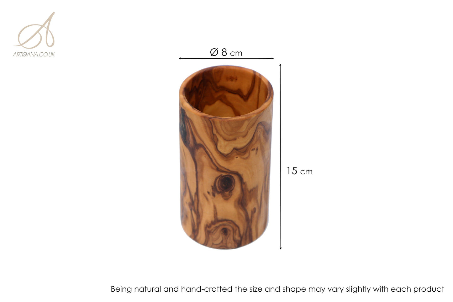 Olive Wood Cutlery & Utensils Holder 15 cm, natural, handmade, gift