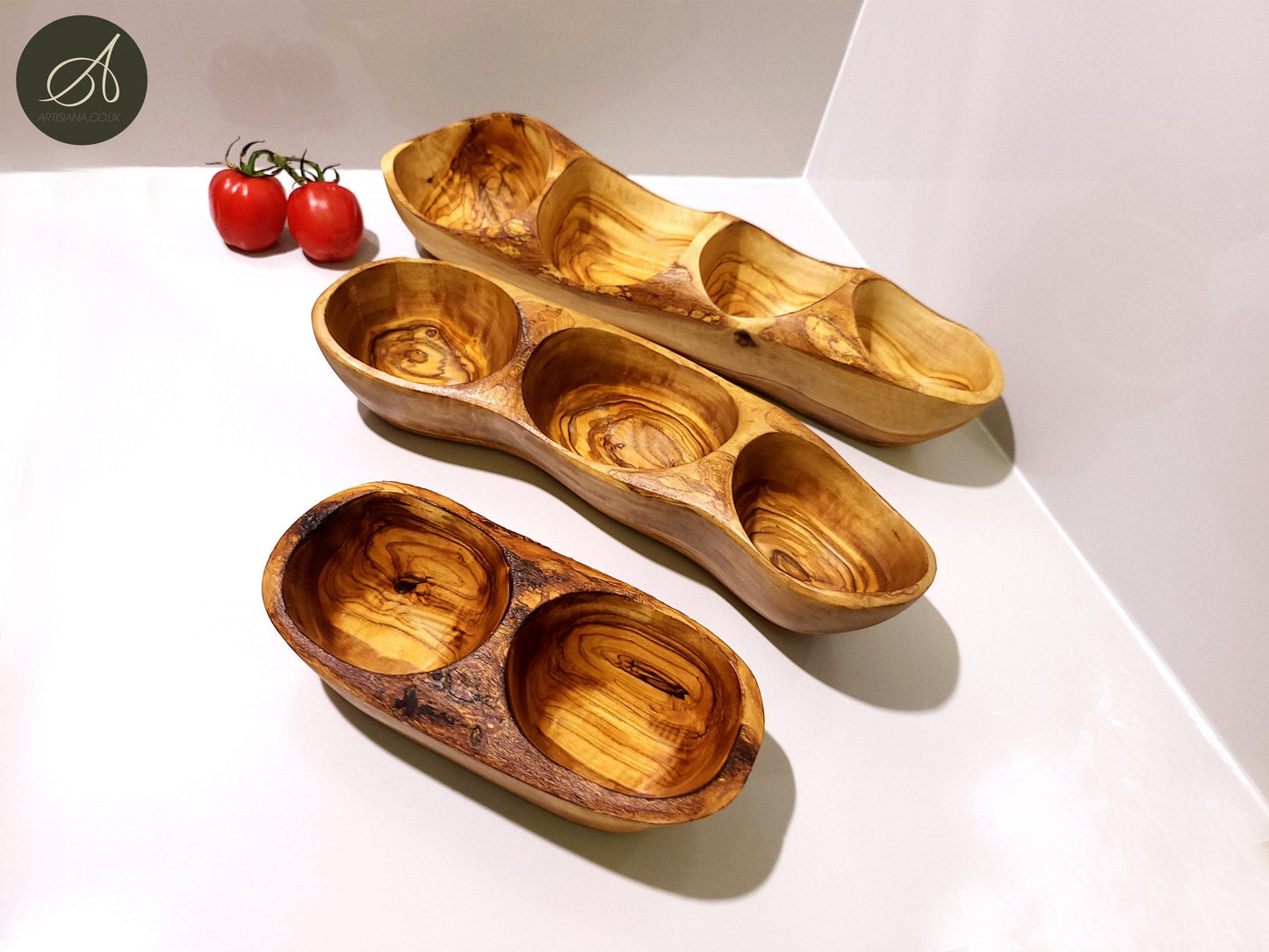 Olive Wood Antipasti Dish 2 sections, snacks dish, olives dish, appetisers dish, handmade, gift