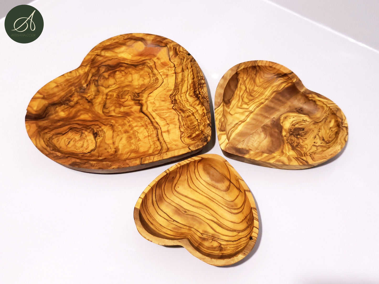 Olive Wood Heart Shaped Wooden Dish | Small | Medium | Large | Set