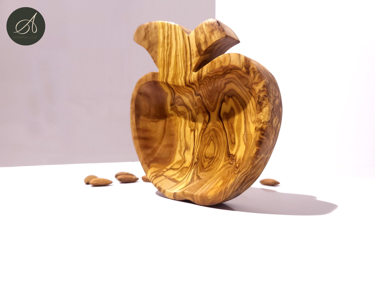 Olive Wood Apple shaped Dish, nut dish, crackers dish, kitchen, restaurant, living room, Sustainably Sourced, Eco-Friendly, handmade, gift