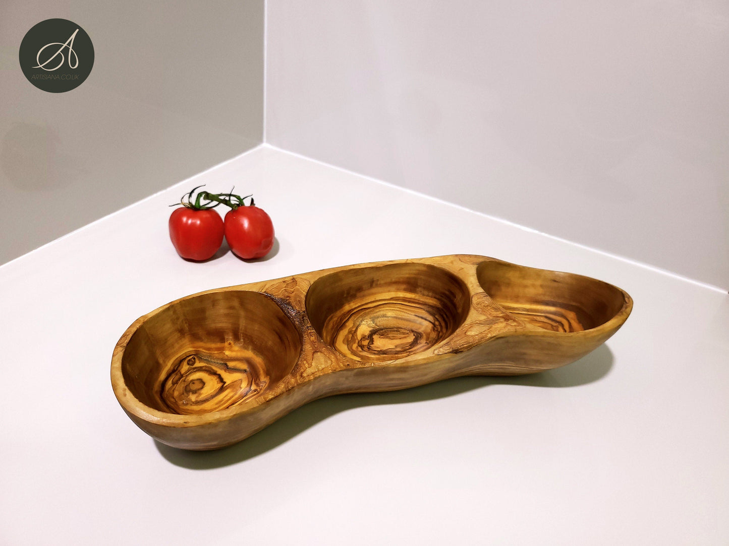 Olive Wood Antipasti Dish 2 sections, snacks dish, olives dish, appetisers dish, handmade, gift