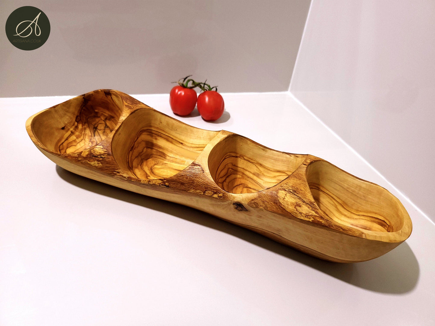 Olive Wood Antipasti Dish 2 sections, snacks dish, olives dish, appetisers dish, handmade, gift