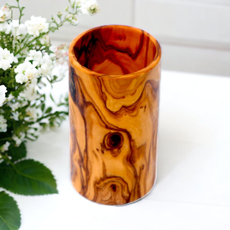 Olive Wood Cutlery & Utensils Holder 15 cm, natural, handmade, gift