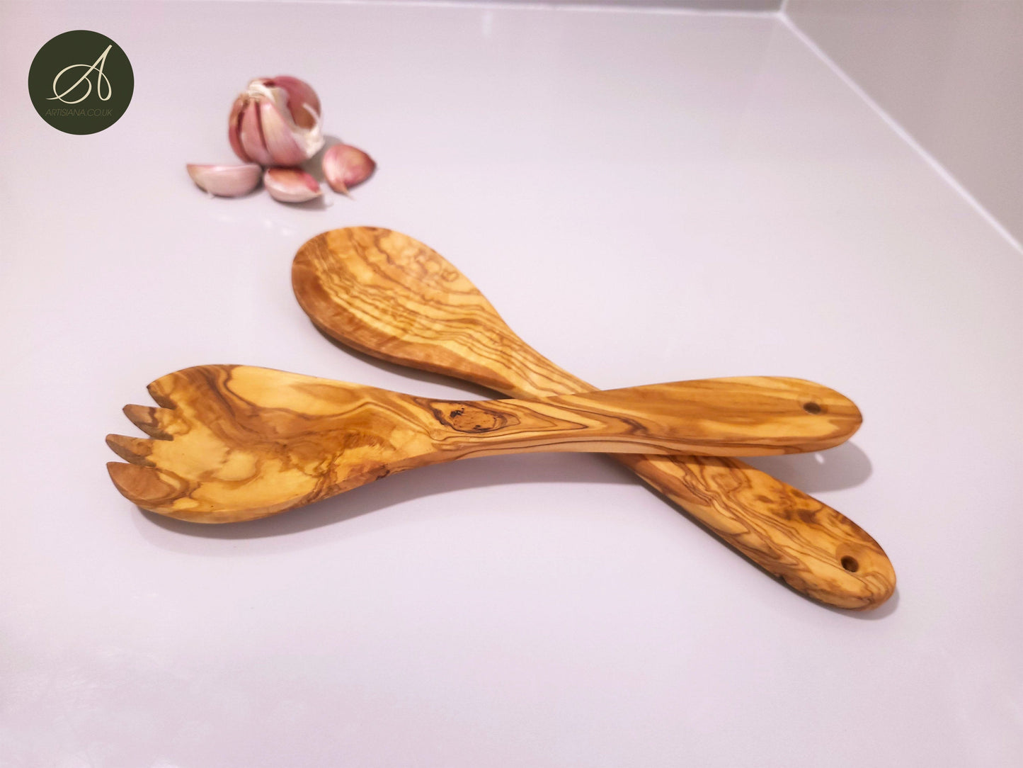 kitchen set, Set of olive wood hand carved Bowl and a cutlery, salad server, salad bowl, rustic handmade, decor, gift