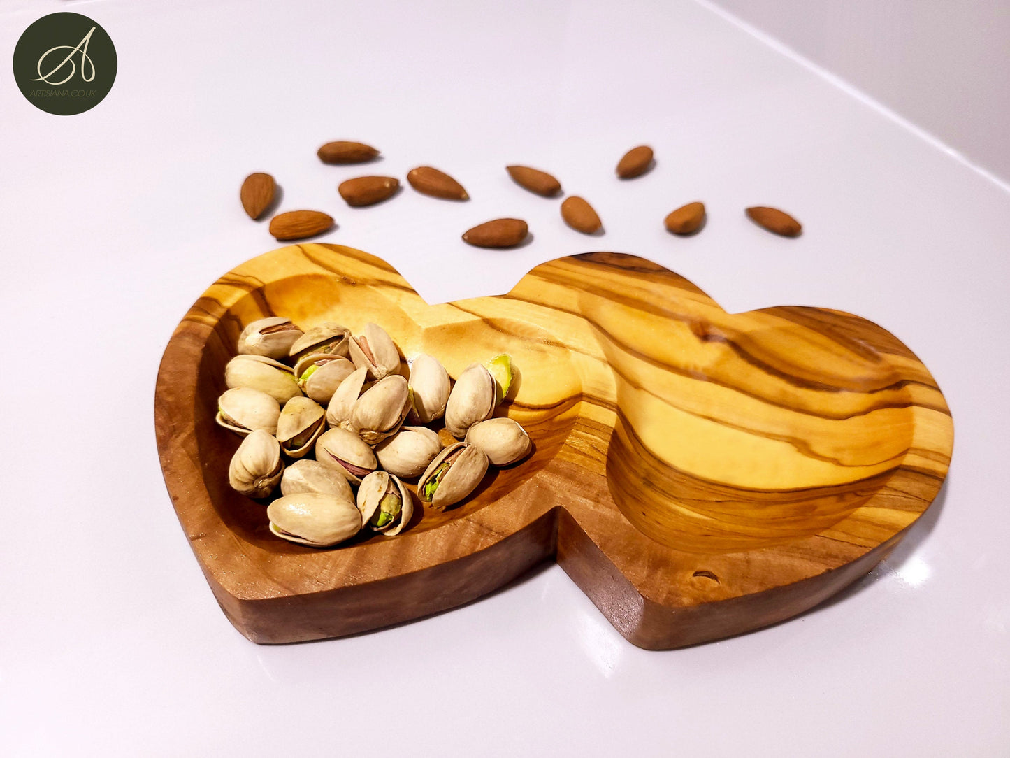 Olive Wood Heart Shaped Dish , Wooden Ring dish, unique dish, Nut dish, living room, Sustainably Sourced, Eco-Friendly, handmade, gift