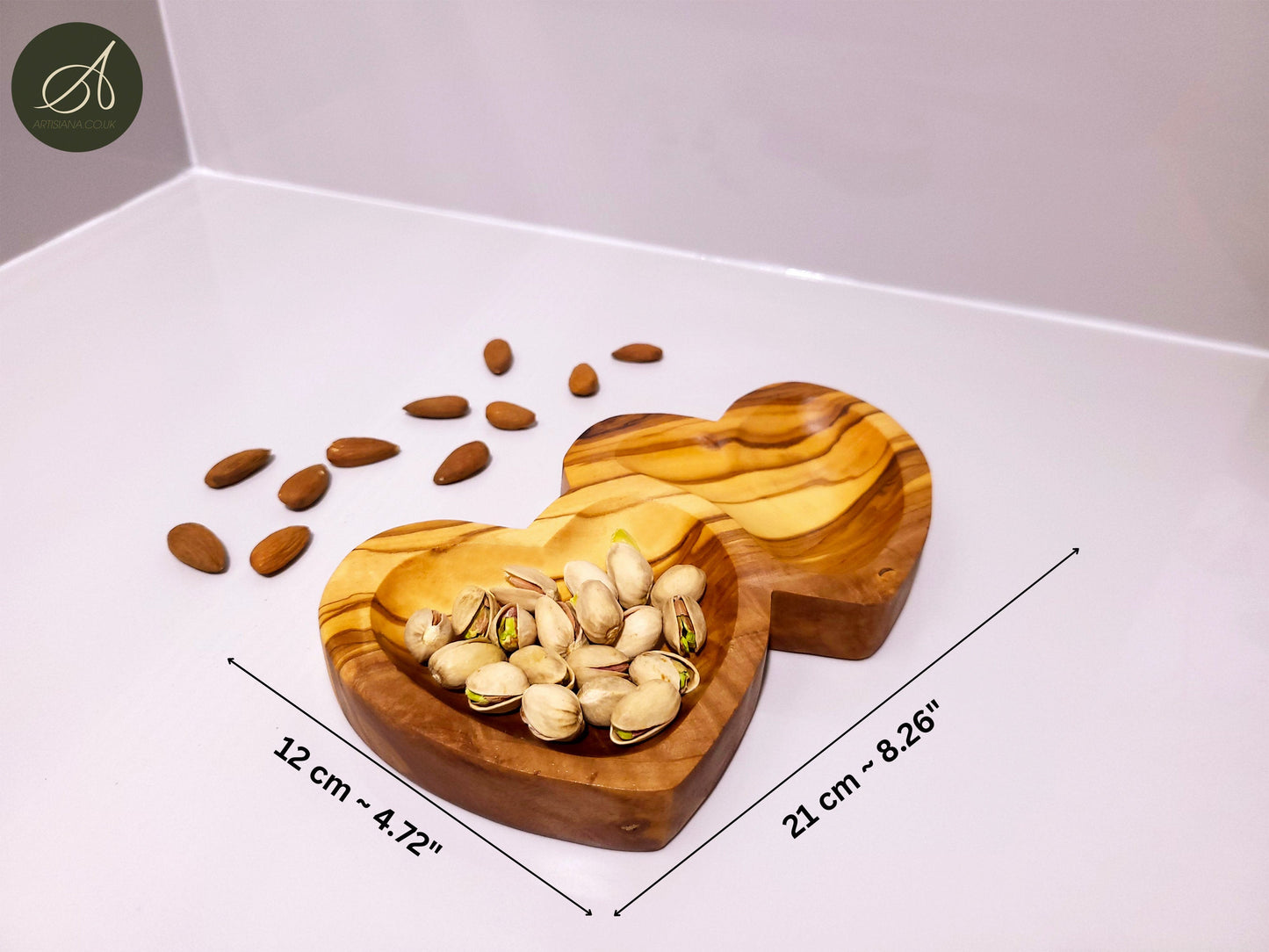 Olive Wood Heart Shaped Dish , Wooden Ring dish, unique dish, Nut dish, living room, Sustainably Sourced, Eco-Friendly, handmade, gift