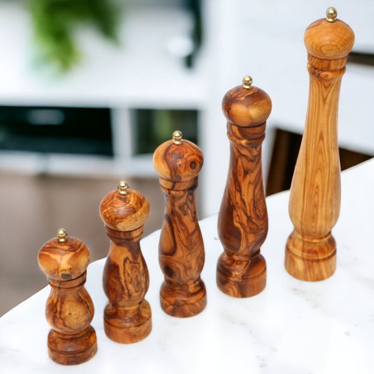 Olive Wood Salt/Pepper Mill | Wooden Spice/Herb/Coffee Grinder