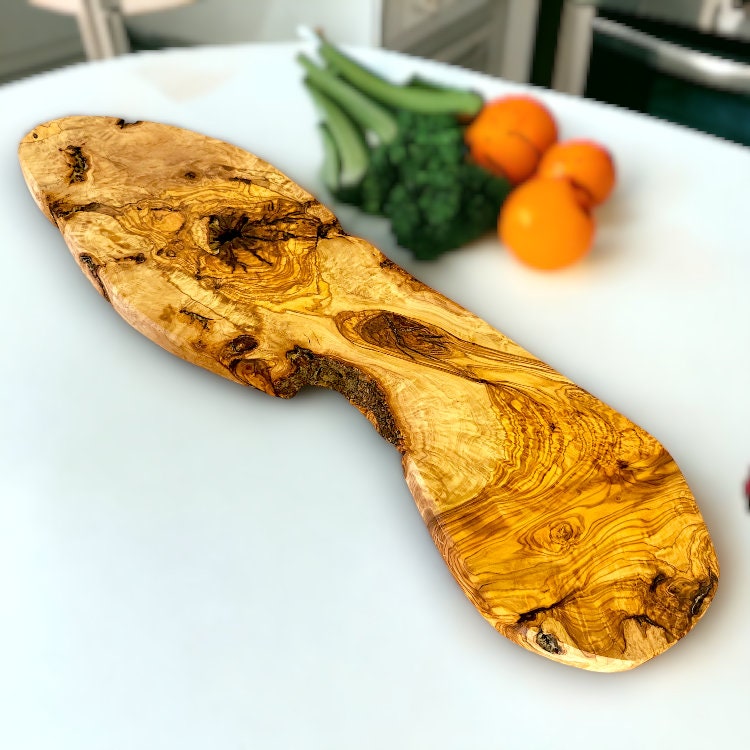 Olive Wood Handcrafted Slim Shaped Rustic Wooden Charcuterie Cheese Board | Various Sizes