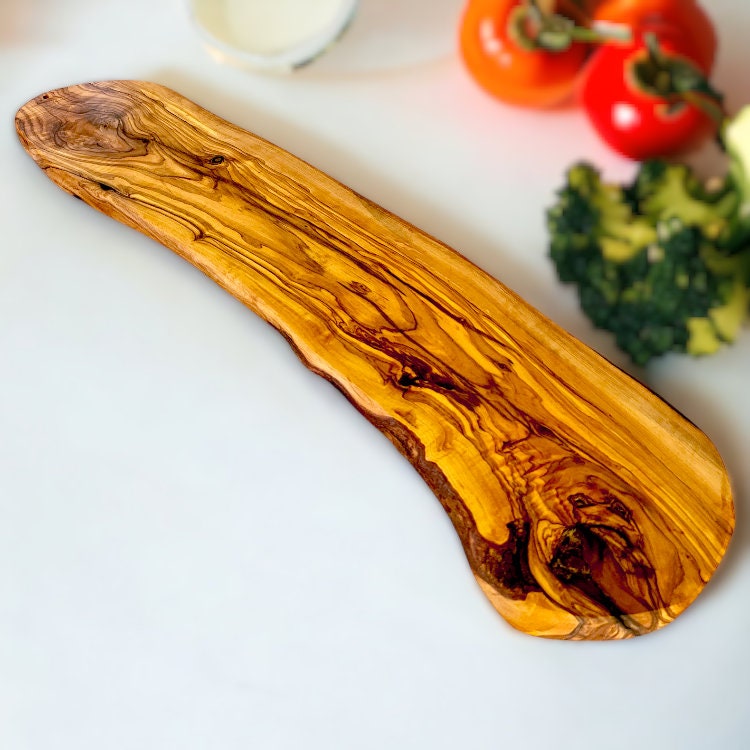 Olive Wood Handcrafted Slim Shaped Rustic Wooden Charcuterie Cheese Board | Various Sizes