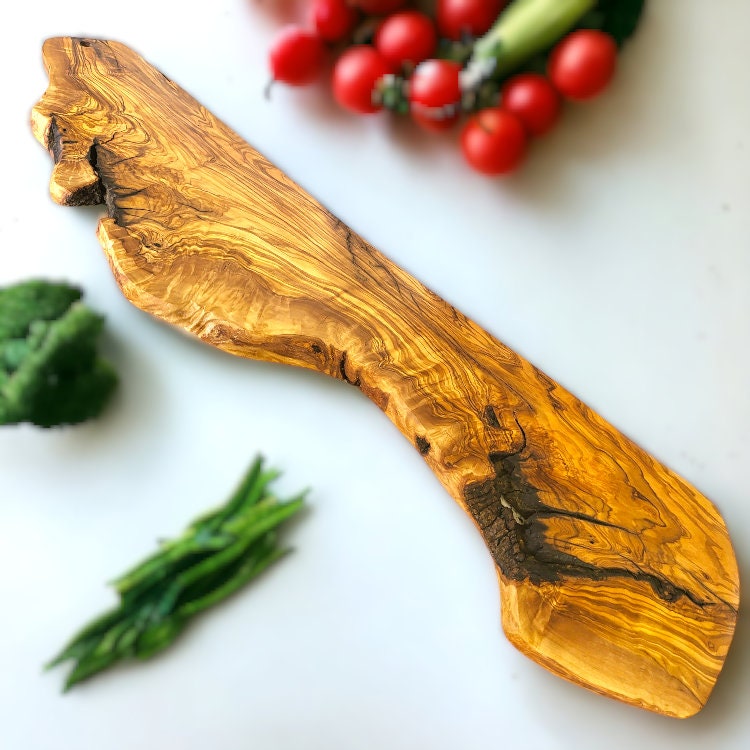 Olive Wood Handcrafted Slim Shaped Rustic Wooden Charcuterie Cheese Board | Various Sizes