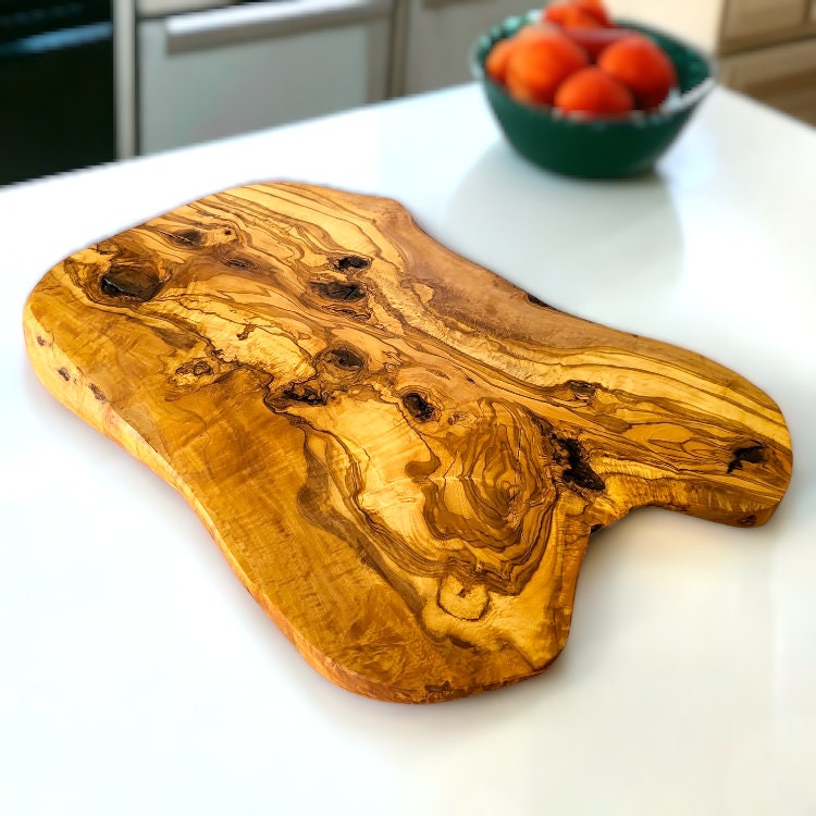Olive Wood Large Solid Irregular Shaped Rustic Handcrafted Wooden Charcuterie Cheese Presentation Board | Unique Gift | Various Sizes