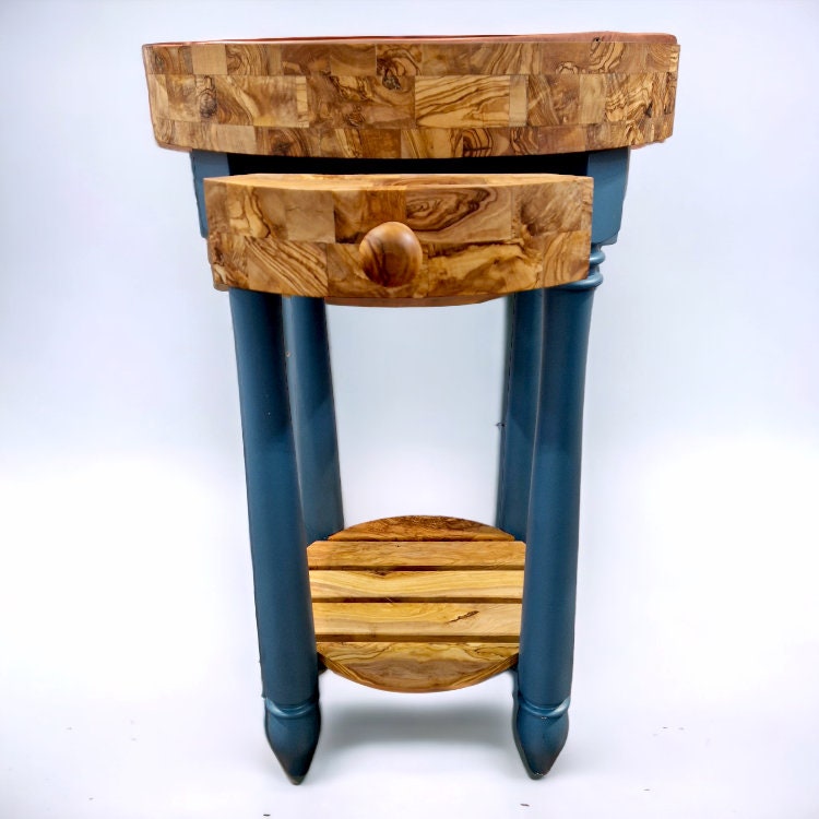 Olive Wood Butcher Block island, Table Butcher Block, Kitchen Cart, small kitchen island, parents gift, wedding gift, gift