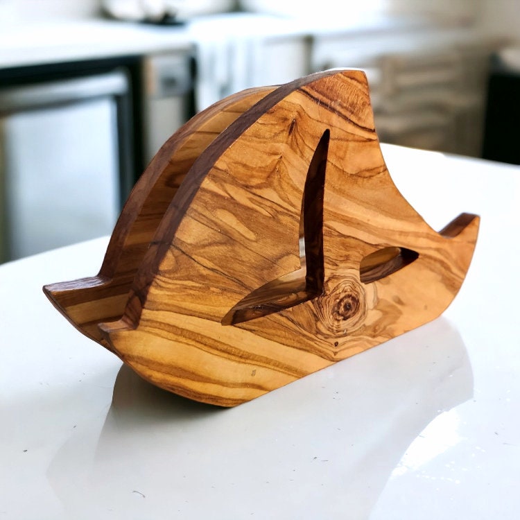 Olive Wood Classic Napkin Holder, tableware, dinner table, kitchen, decor, gift, handmade, wooden napkin holder, natural, artisanal, decor