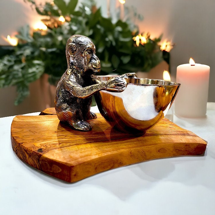 Olive Wood base Monkey Bowl