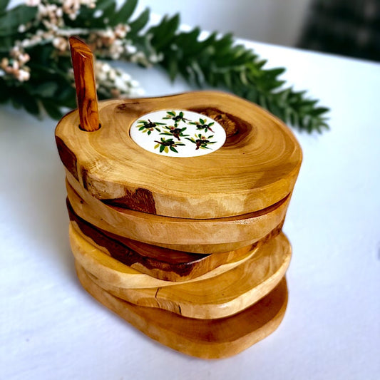 Ceramic coaster Set of 6 with Holder