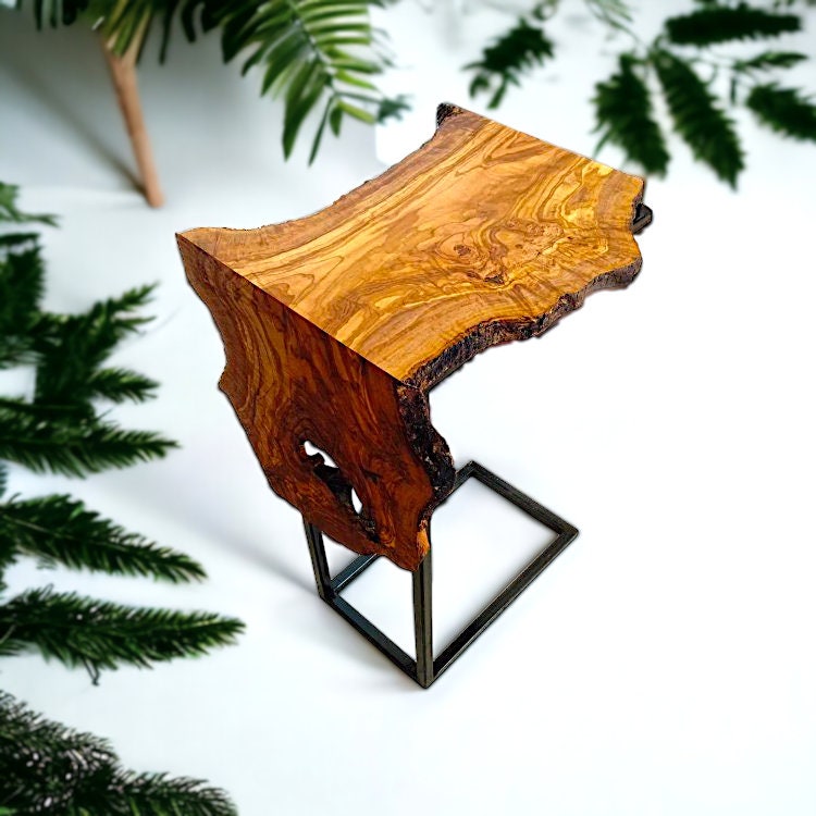 C Shaped Table with Metal Frame