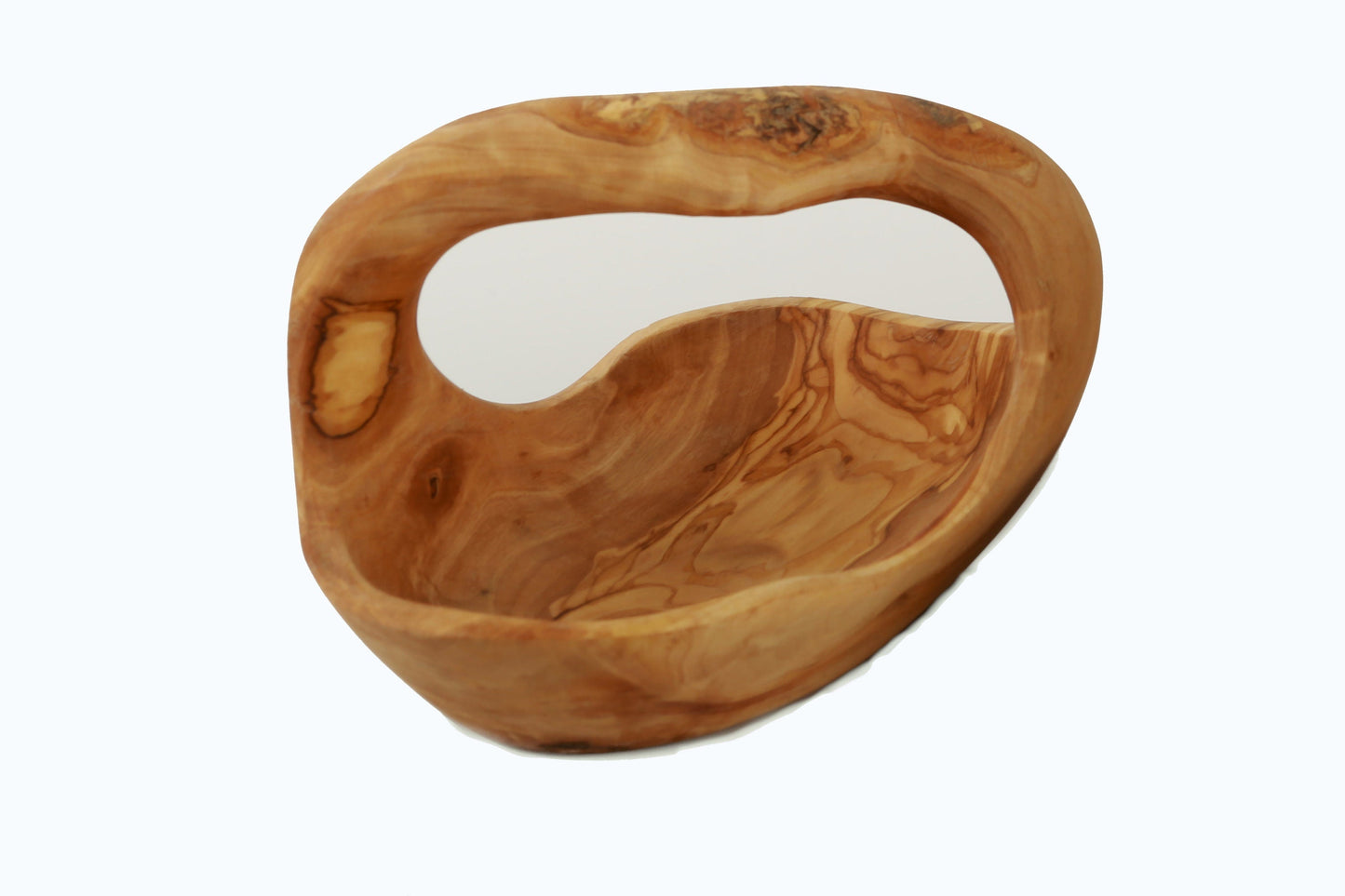 Olive Wood Wooden Decorative Fruit Basket/Bowl with Handle