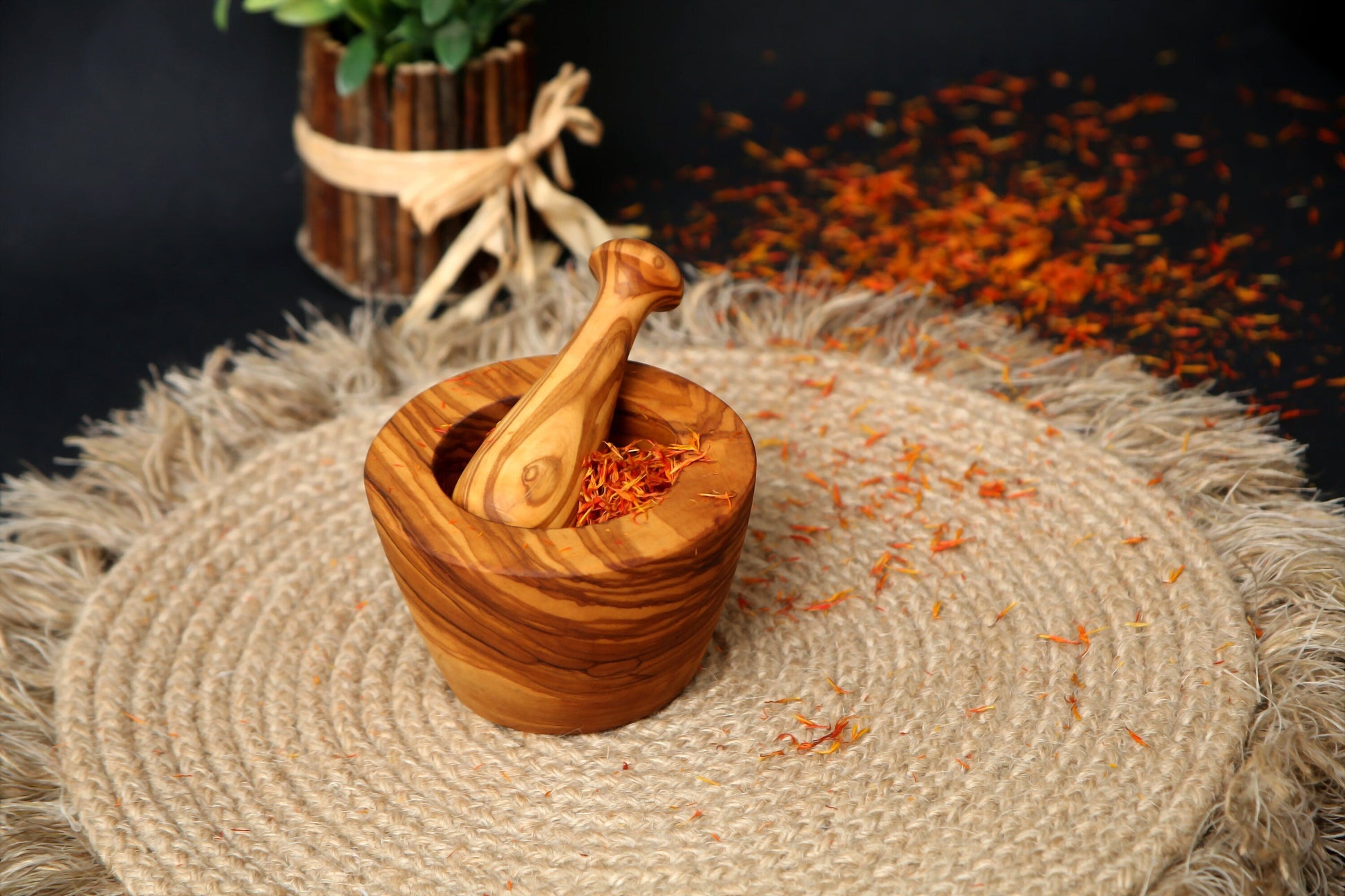 Olive Wood Wooden Pestle & Mortar | Various Sizes | Perfect Culinary Gift