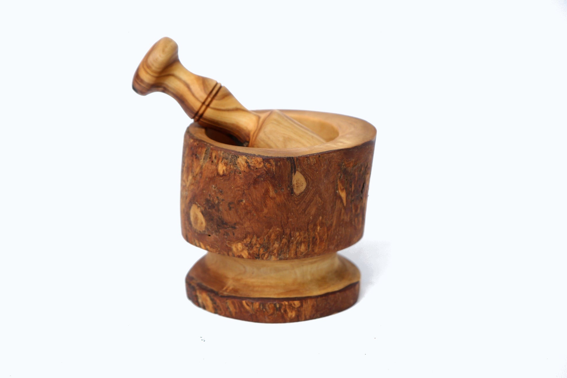 Olive Wood Rustic Mortar & Pestle with Support 10 cm, pestle and mortar, gift for parents, gift, christmas gift, wedding gift