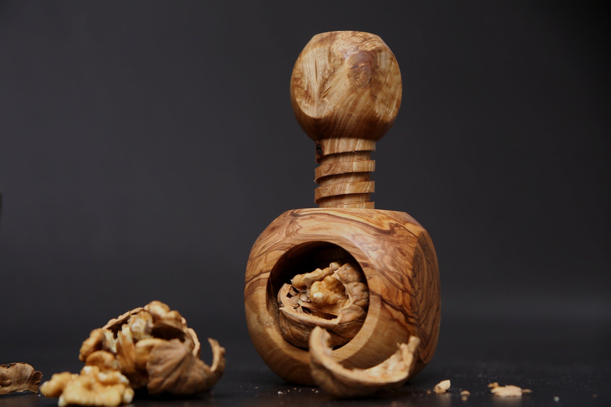 Olive Wood Apple Shape Nutcracker 12 cm
