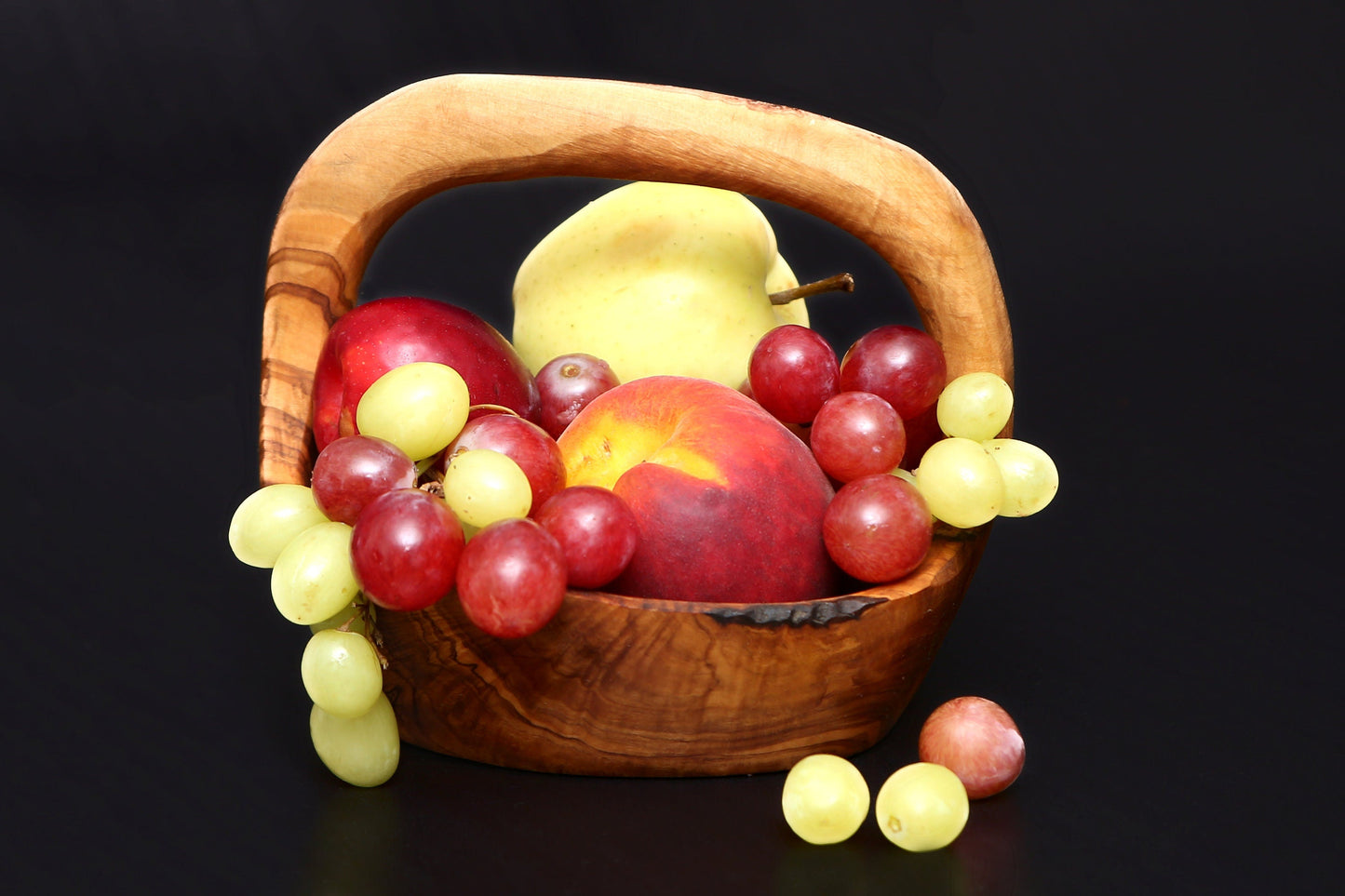 Olive Wood Wooden Decorative Fruit Basket/Bowl with Handle