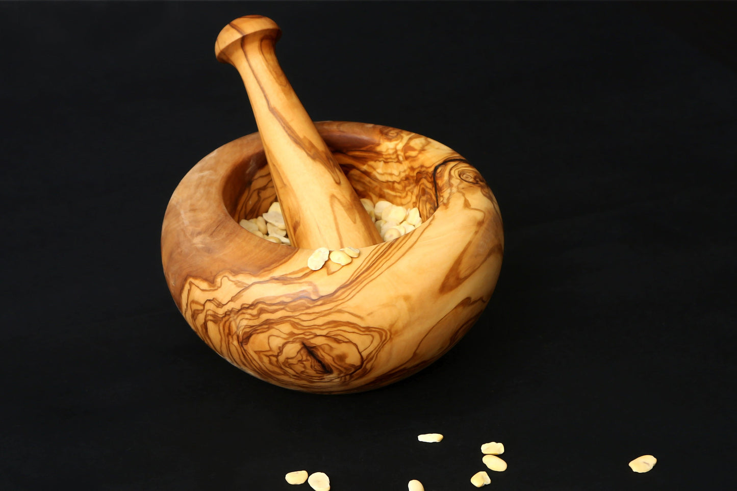 Pestle & Mortar Made From Solid Olive Wood | Round Heavy Wooden | Makes Great Housewarming Gift