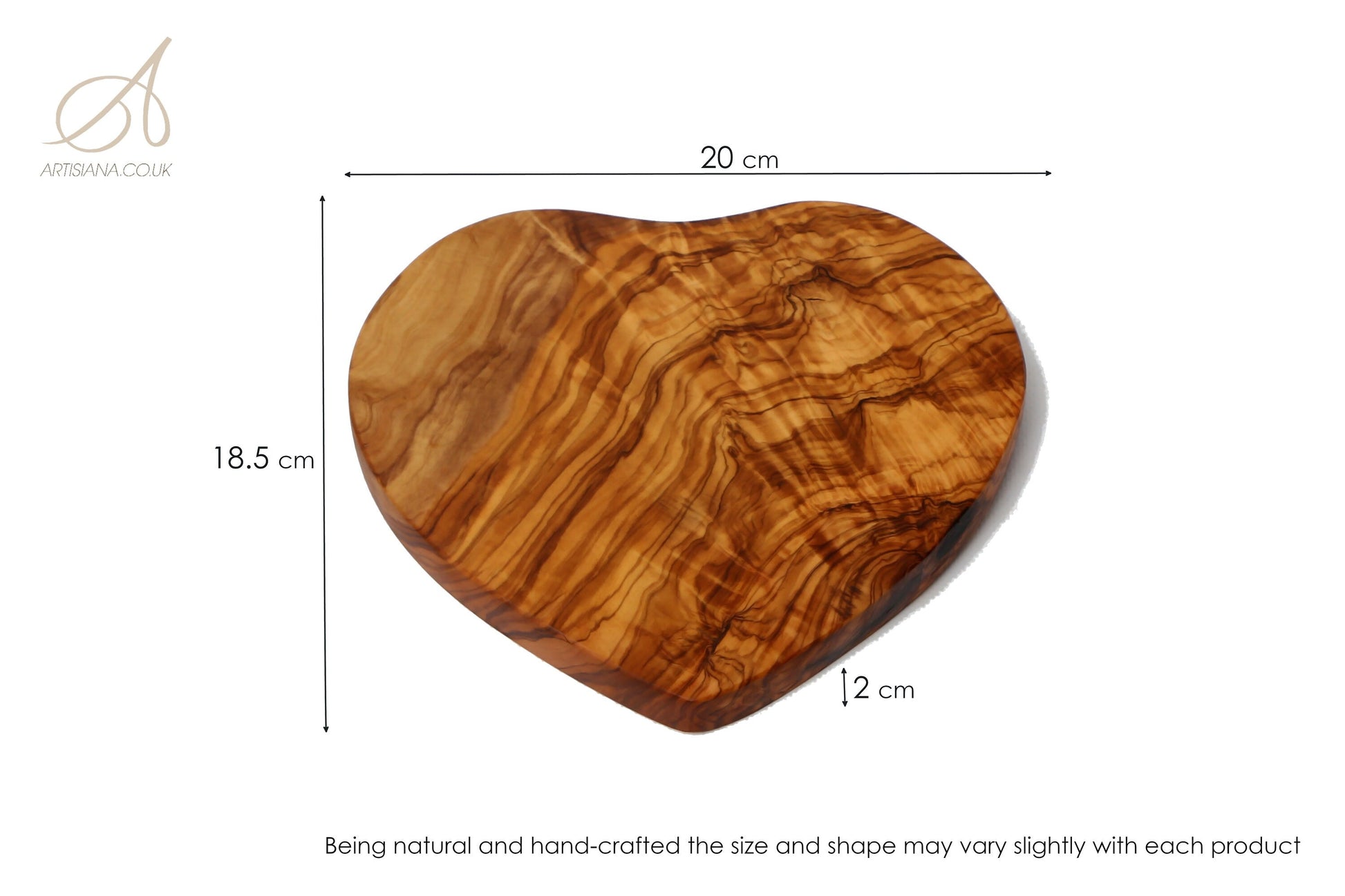 Olive Wood Handcrafted Heart Shaped Charcuterie Wooden Chopping/Cutting/Cheese Serving Board - Perfect Valentines/Romantic Gift Idea