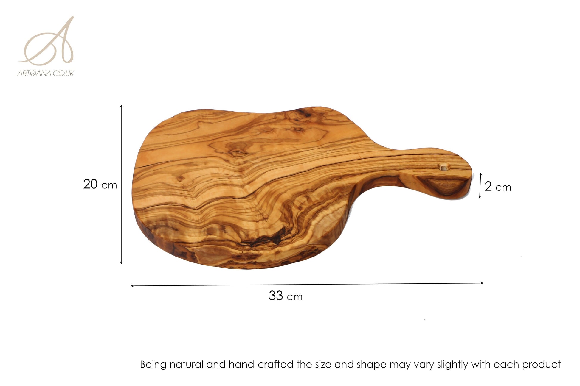 Olive Wood Charcuterie Handcrafted Small Cutting/Chopping Board W/ Handle - Perfect Kitchen Gift Idea For Chefs & Cooking Lovers