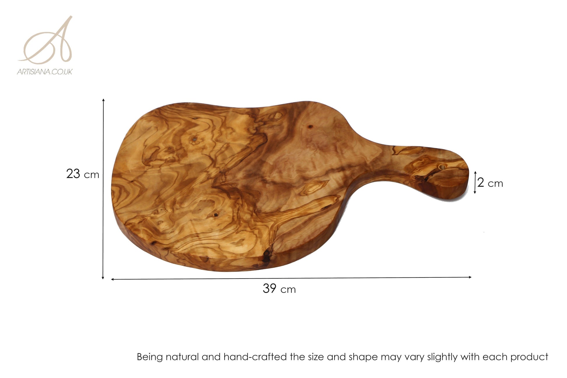 Olive Wood Medium Cutting Board with Handle 39 cm