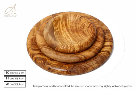 Olive Wood Set of 3 Round Wooden Plates with Round Edge, plate set, kitchen, restaurant, Sustainably Sourced, Eco-Friendly, handmade, gift