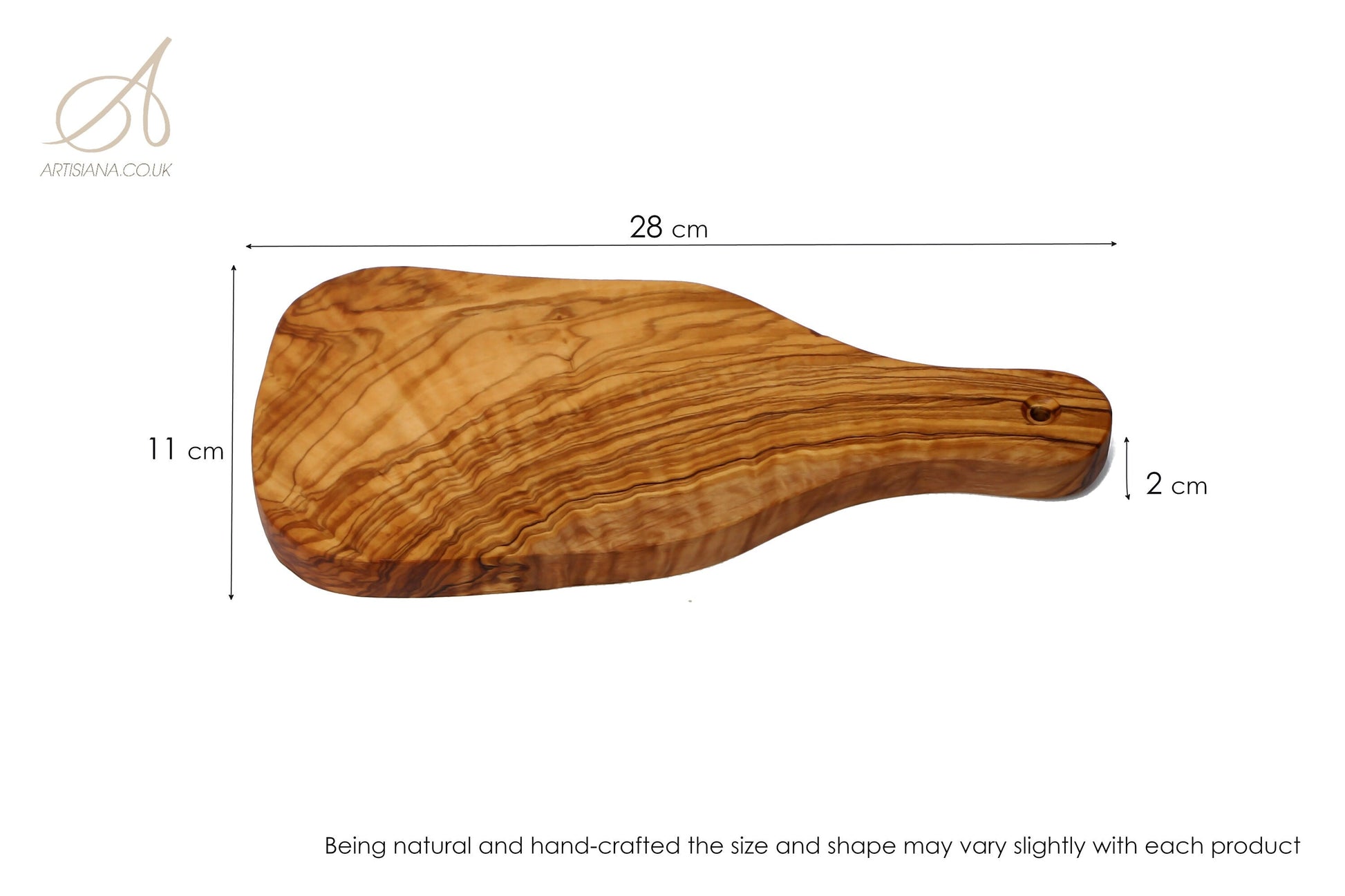Olive Wood cheese Board with Handle 28 cm, natural, handmade, gift