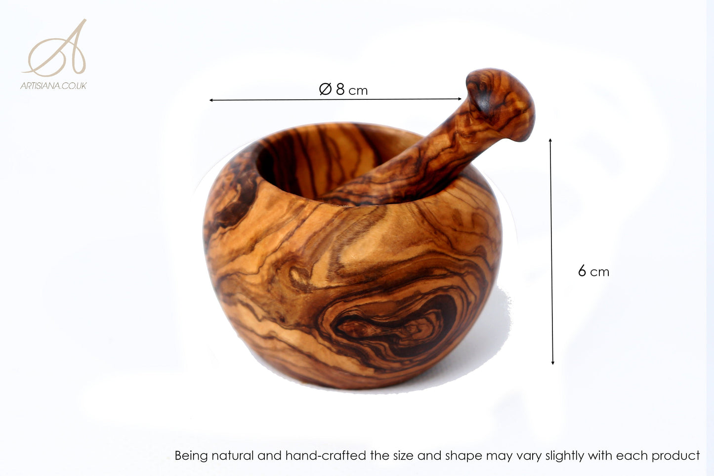 Pestle & Mortar Made From Solid Olive Wood | Round Heavy Wooden | Makes Great Housewarming Gift