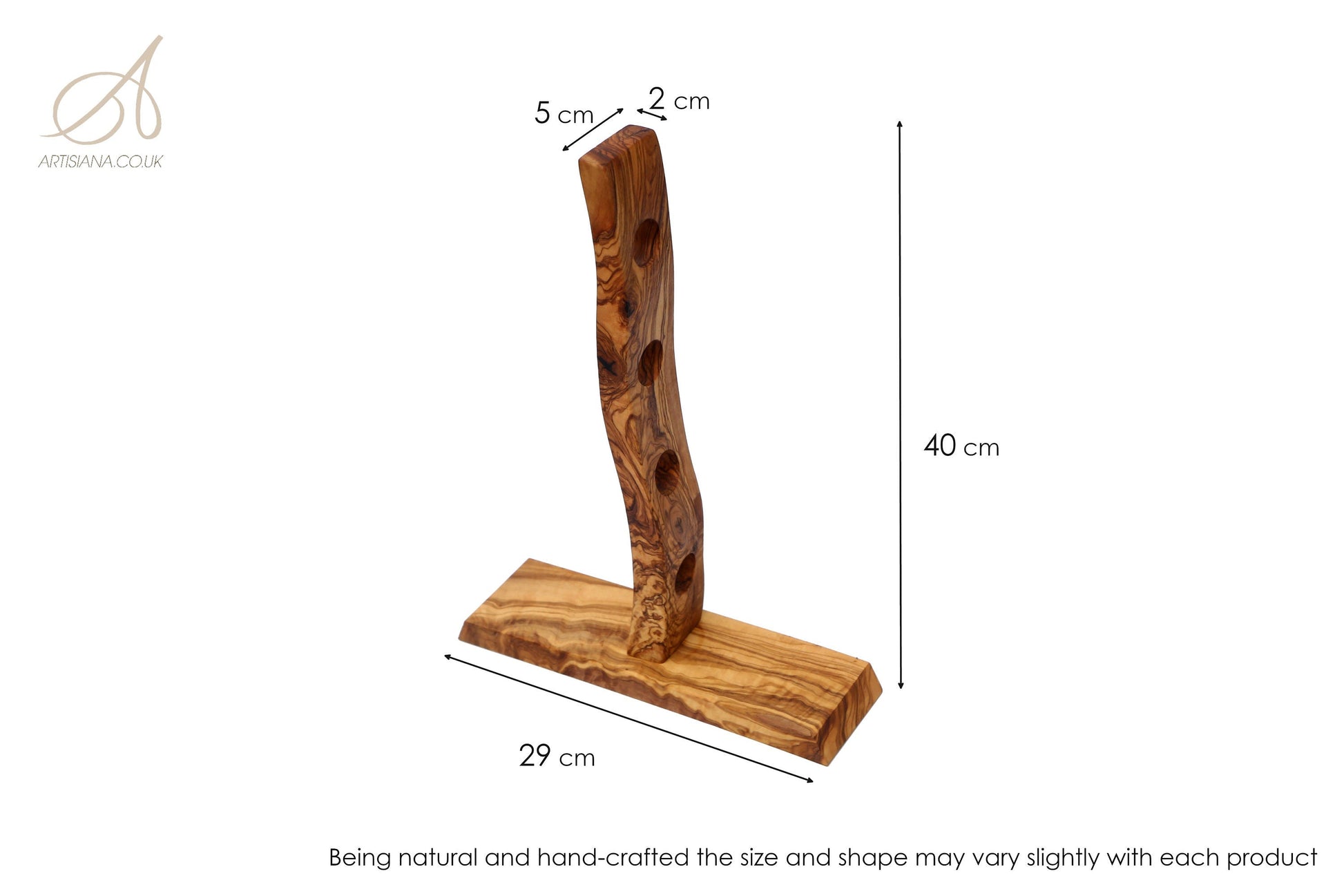 Olive wood Bottle Holder 4 Holes Satix 40 cm