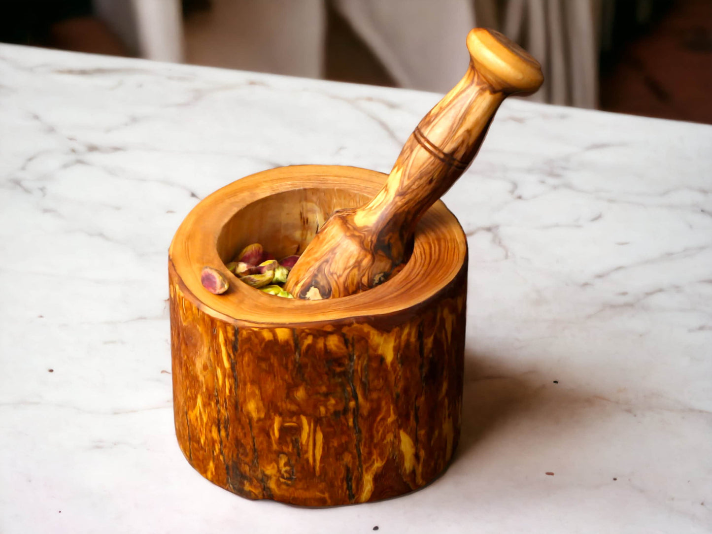 Olive Wood Wooden Pestle And Mortar Rustic Natural Handcrafted & Chemical Free | Various Sizes