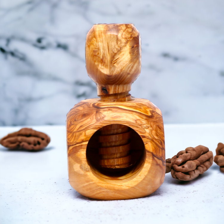 Olive Wood Apple Shape Nutcracker 12 cm