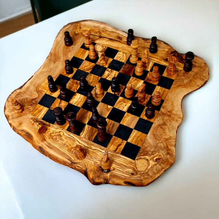Olive Wood game, Chess Board 45x45cm , beautiful birthday gift, gift for him, chess lovers, chess set with chess pieces, wooden toy