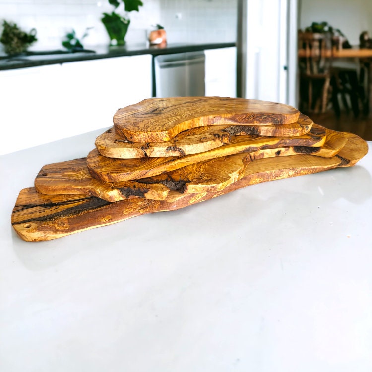 Olive Wood Handcrafted Slim Shaped Rustic Wooden Charcuterie Cheese Board | Various Sizes