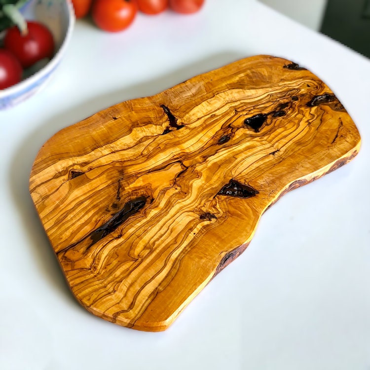 Olive Wood Large Solid Irregular Shaped Rustic Handcrafted Wooden Charcuterie Cheese Presentation Board | Unique Gift | Various Sizes