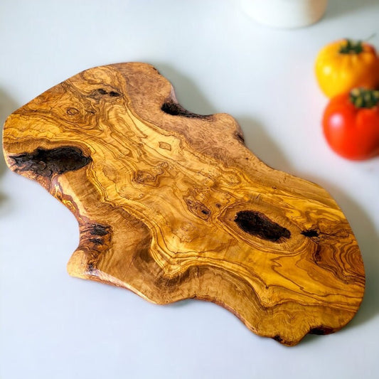 Olive Wood Large Solid Irregular Shaped Rustic Handcrafted Wooden Charcuterie Cheese Presentation Board | Unique Gift | Various Sizes