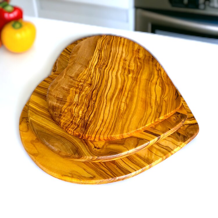 Olive Wood Handcrafted Heart Shaped Charcuterie Wooden Chopping/Cutting/Cheese Serving Board - Perfect Valentines/Romantic Gift Idea