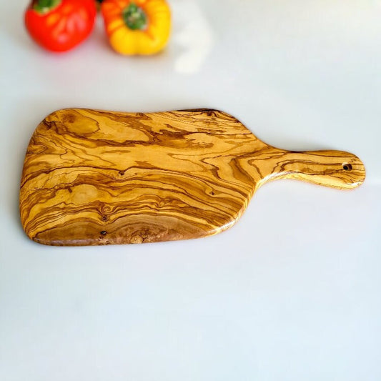 Olive Wood Small Charcuterie Board Wooden Serving Platter W/ Handle | Various Sizes