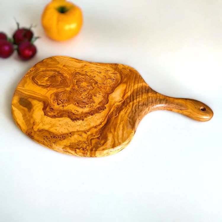 Olive Wood Medium Cutting Board with Handle 39 cm